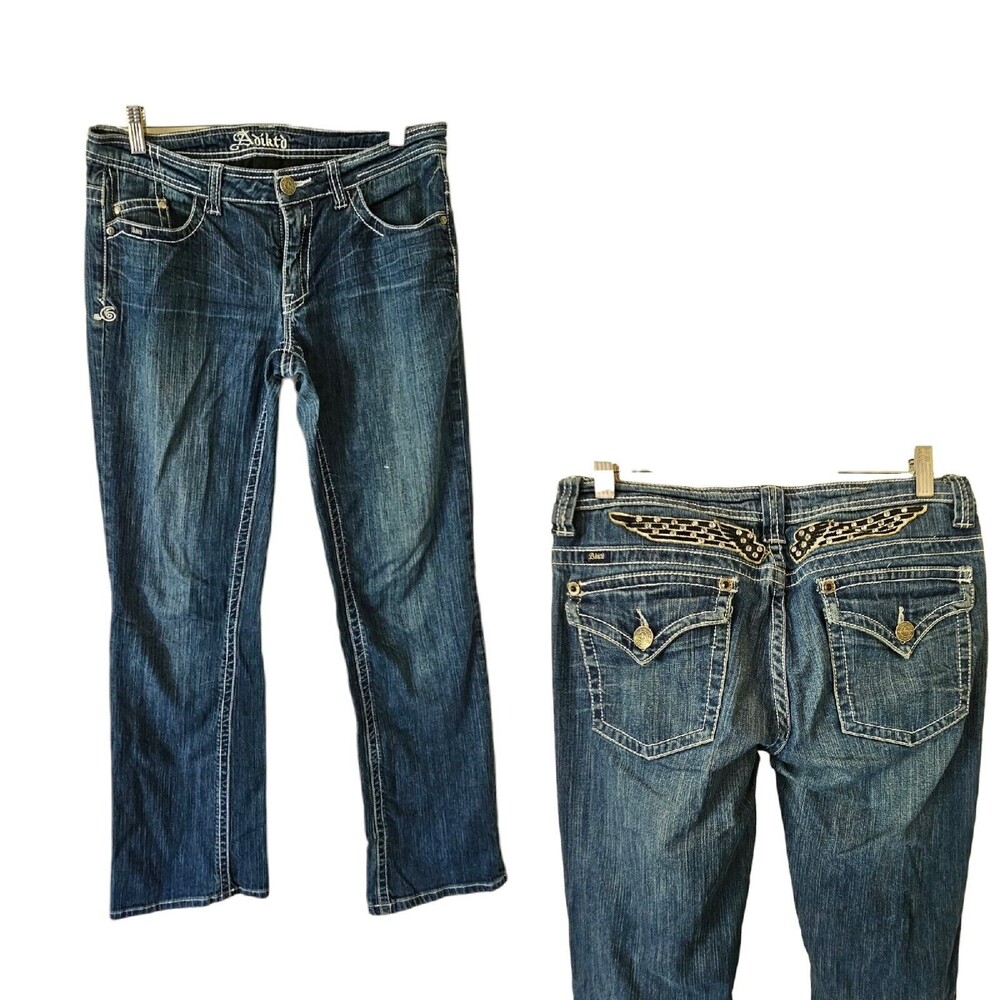 ADIKTD Wings Dark Wash Bootcut Jeans Size 10/31 INSEAM 35 LONG